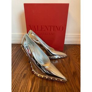 Valentino‎ Women's Silver Rockstud Stiletto Pumps Size 39/9 Formal Heels